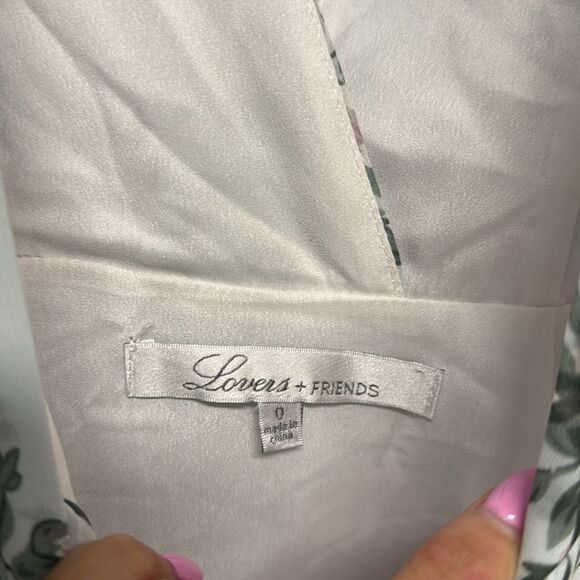 Lovers + Friends Cream & Green Floral Chiffon Wrap Maxi - Lined V Neck Size 0 - Picture 5 of 6